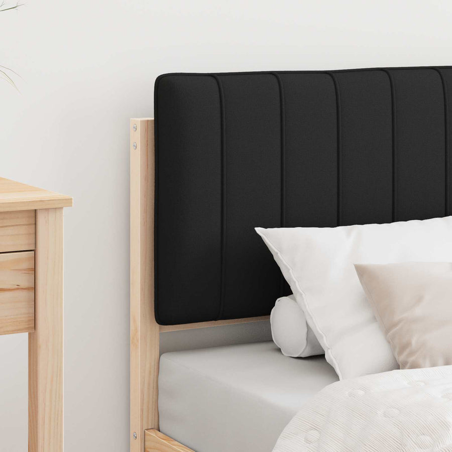 Bedframe met Gevoerd Hoofdgedeelte Zwart 75 x 190 cm