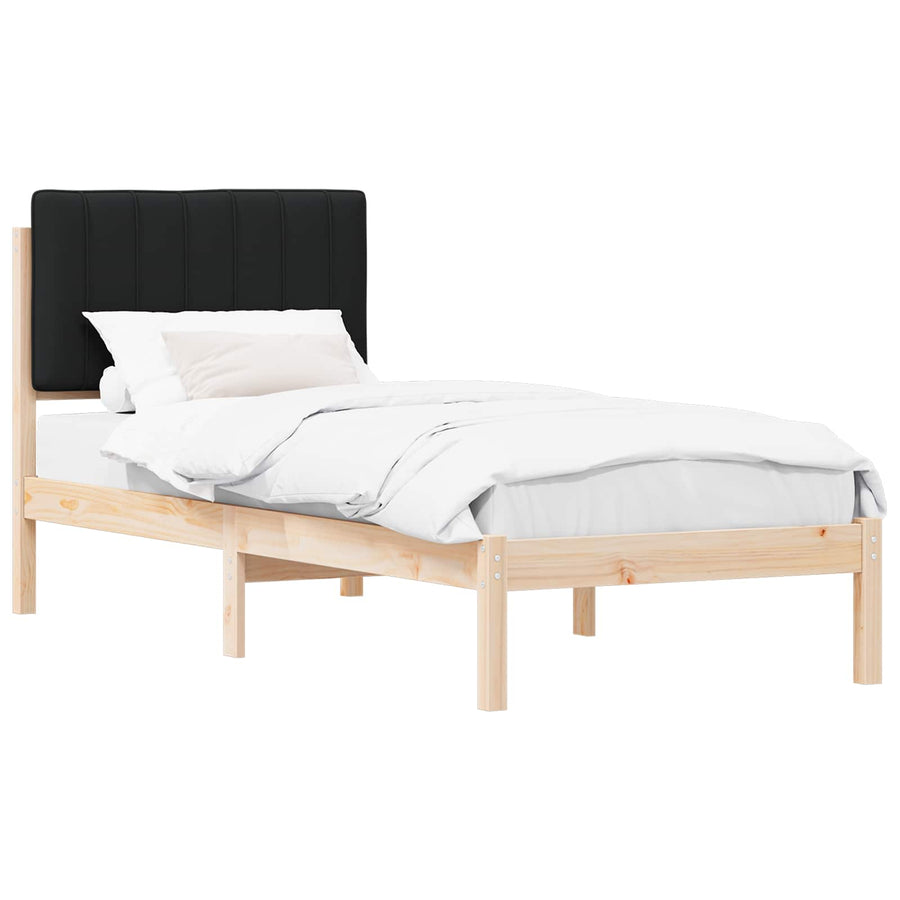 Bedframe met Gevoerd Hoofdgedeelte Zwart 75 x 190 cm