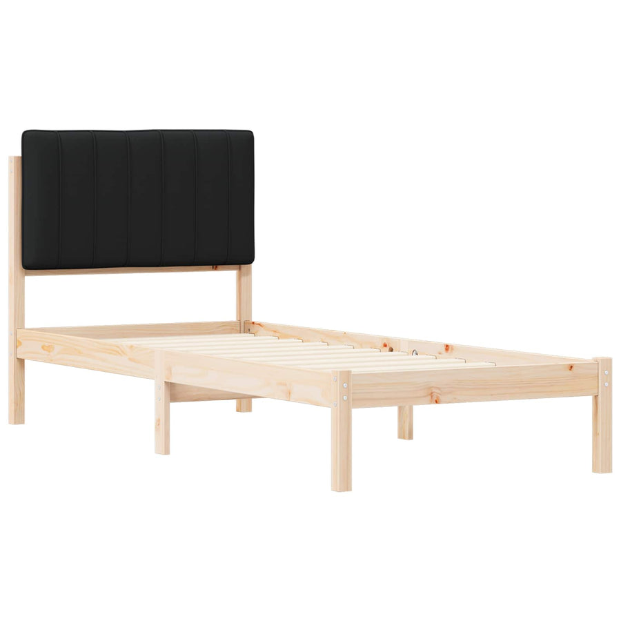 Bedframe met Gevoerd Hoofdgedeelte Zwart 75 x 190 cm