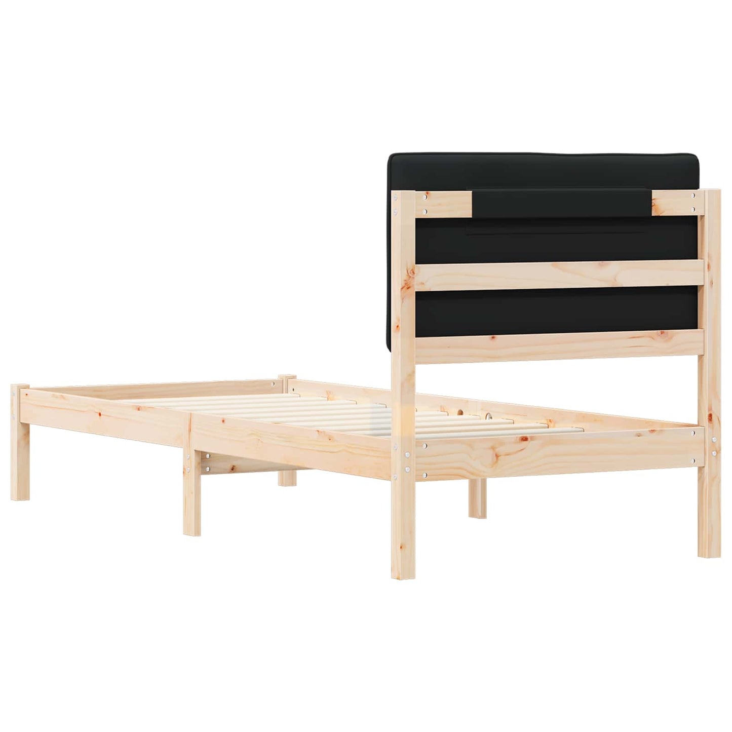 Bedframe met Gevoerd Hoofdgedeelte Zwart 75 x 190 cm