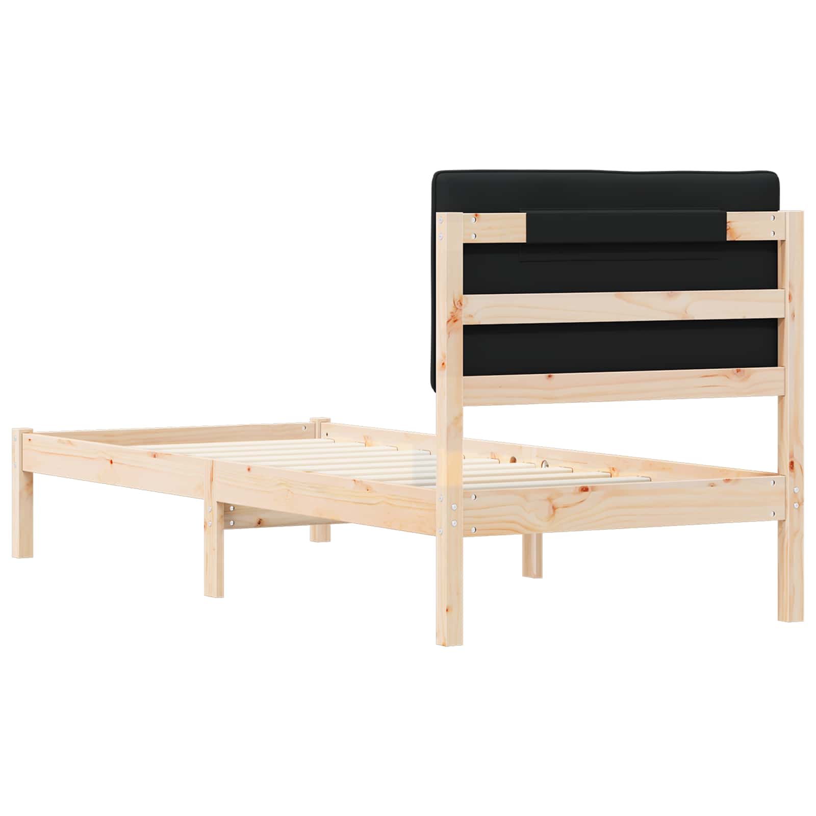 Bedframe met Gevoerd Hoofdgedeelte Zwart 75 x 190 cm