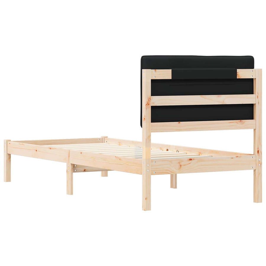 Bedframe met Gevoerd Hoofdgedeelte Zwart 75 x 190 cm