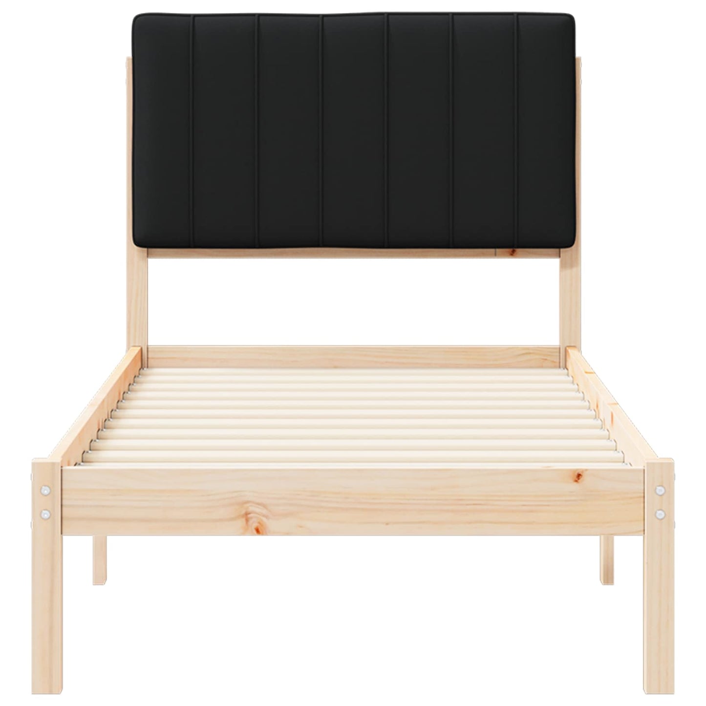 Bedframe met Gevoerd Hoofdgedeelte Zwart 75 x 190 cm
