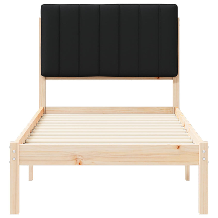 Bedframe met Gevoerd Hoofdgedeelte Zwart 75 x 190 cm