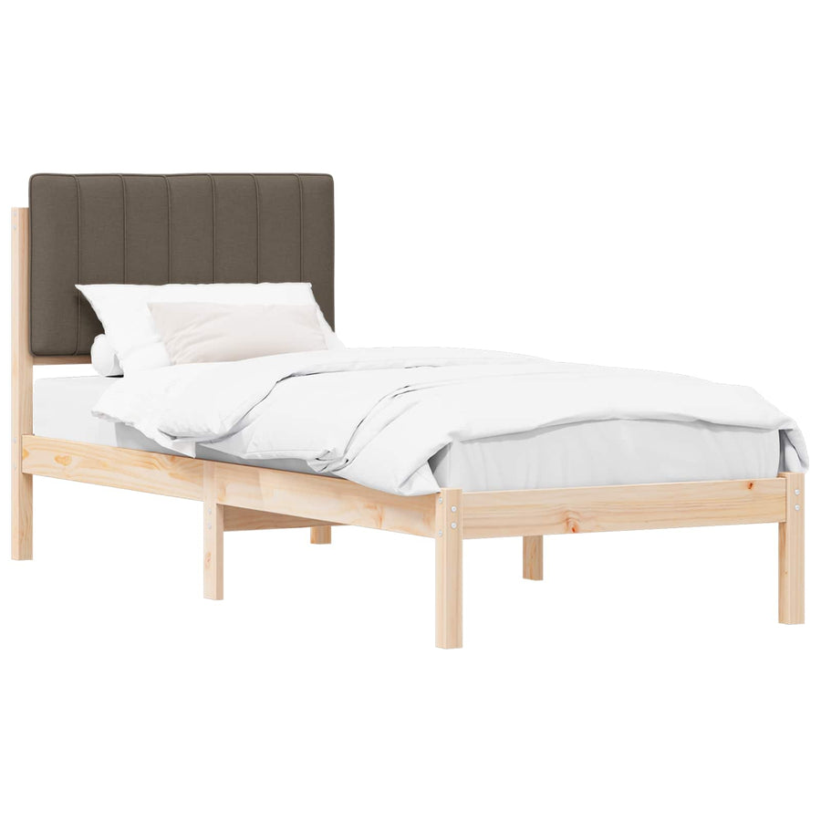 Bedframe met Gevoerd Hoofdgedeelte Taupe 75 x 190 cm