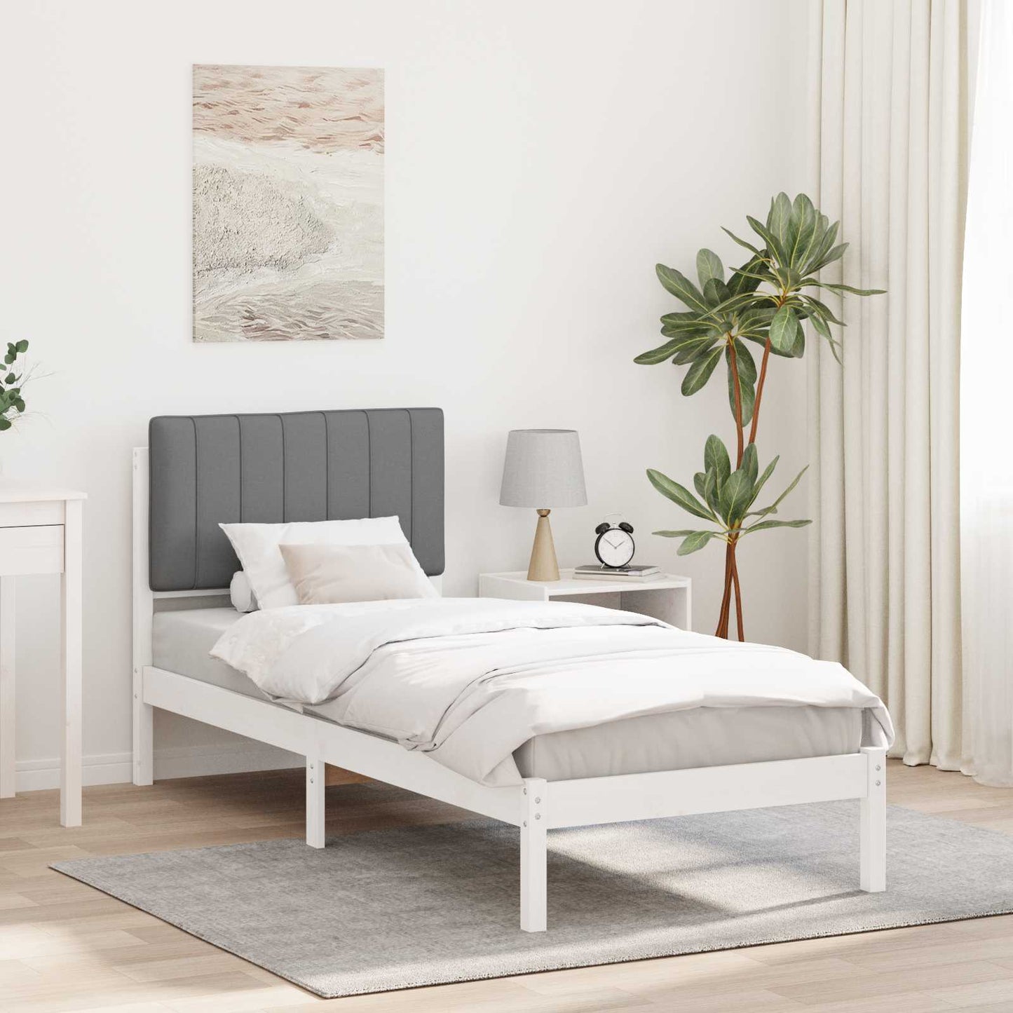 Bedframe met Gevoerd Hoofdgedeelte Lichtgrijs 75 x 190 cm