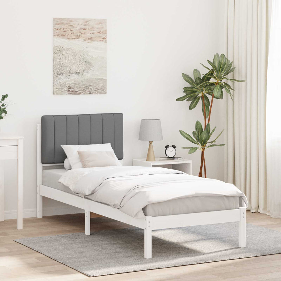 Bedframe met Gevoerd Hoofdgedeelte Lichtgrijs 75 x 190 cm