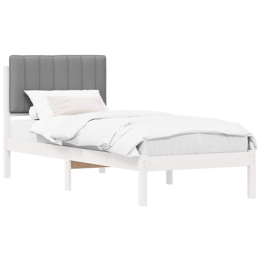 Bedframe met Gevoerd Hoofdgedeelte Lichtgrijs 75 x 190 cm