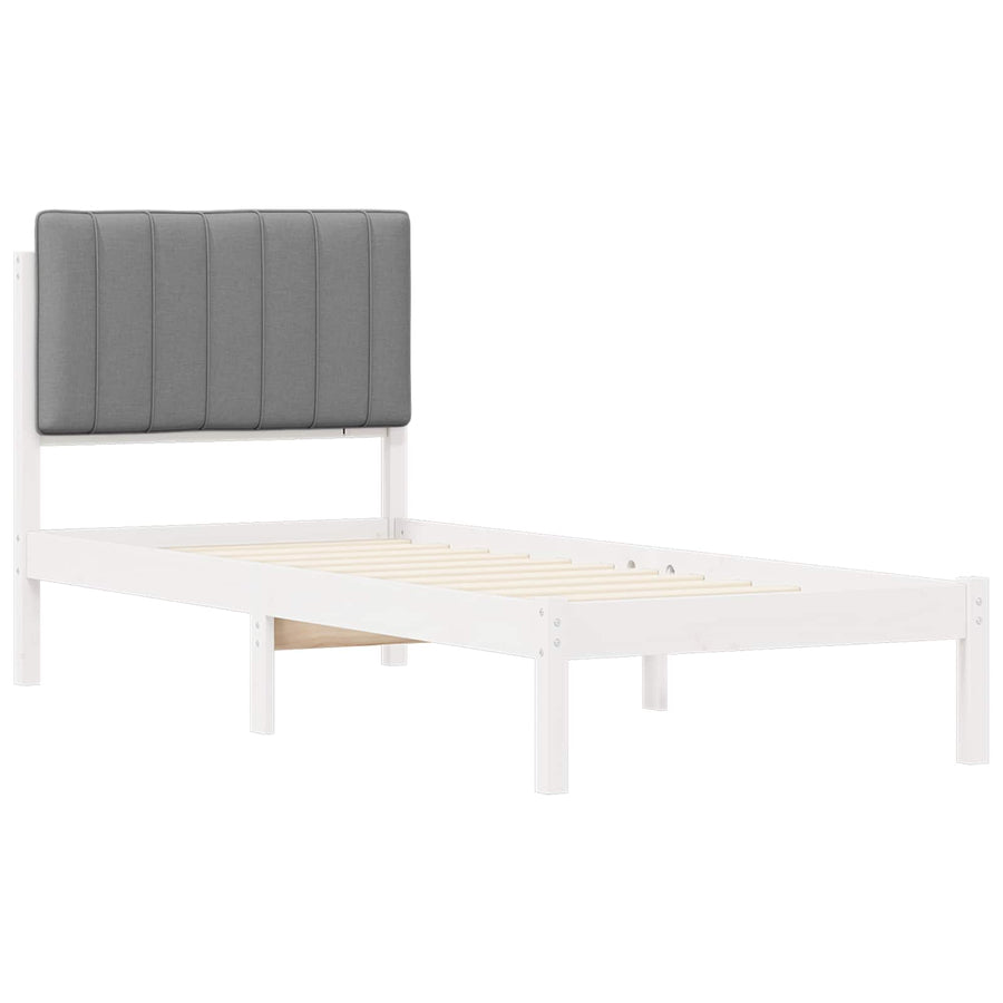 Bedframe met Gevoerd Hoofdgedeelte Lichtgrijs 75 x 190 cm