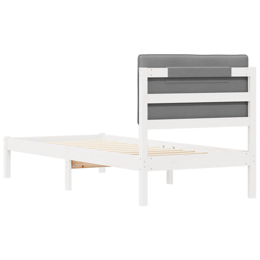 Bedframe met Gevoerd Hoofdgedeelte Lichtgrijs 75 x 190 cm