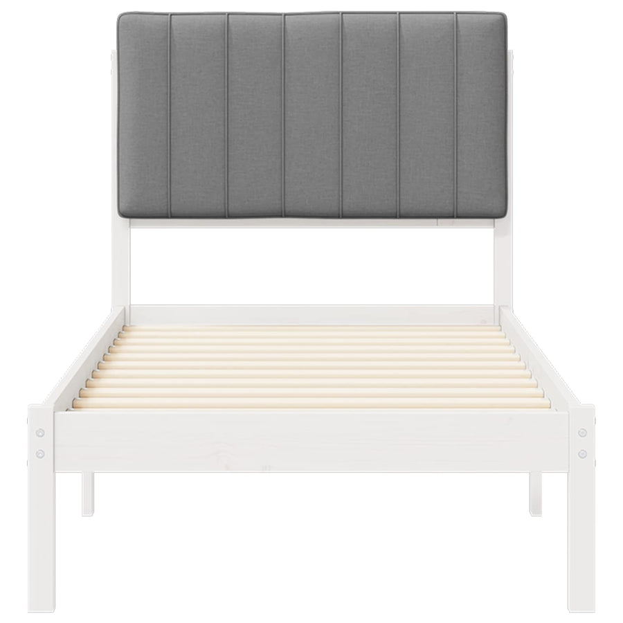 Bedframe met Gevoerd Hoofdgedeelte Lichtgrijs 75 x 190 cm