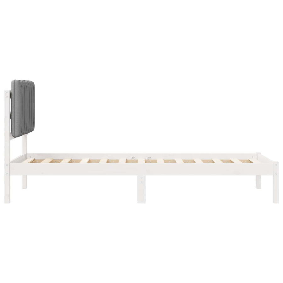 Bedframe met Gevoerd Hoofdgedeelte Lichtgrijs 75 x 190 cm