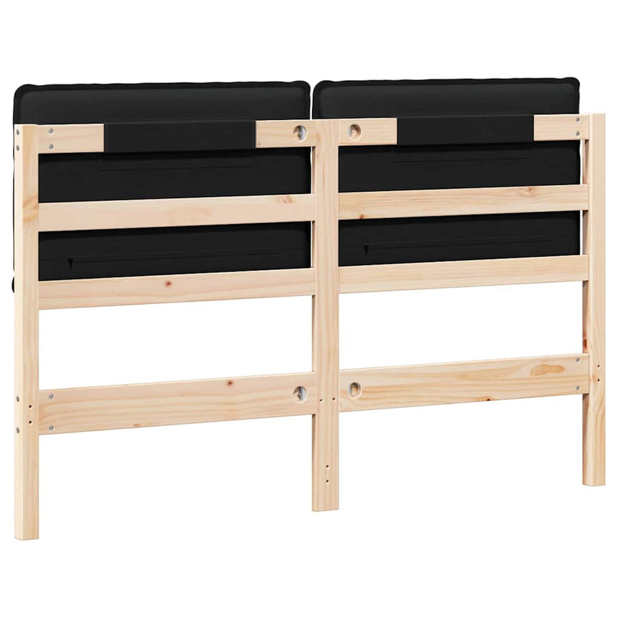 Gestoffeerd hoofdbord met hoofdeinde Natuurlijk en Zwart 120 cm