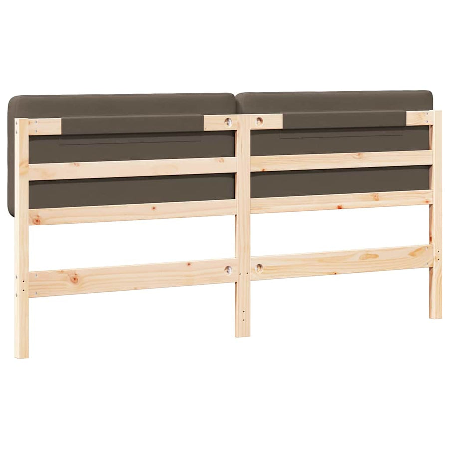 Gestoffeerd hoofdbord Bruin en Taupe 200 cm Massief grenenhout