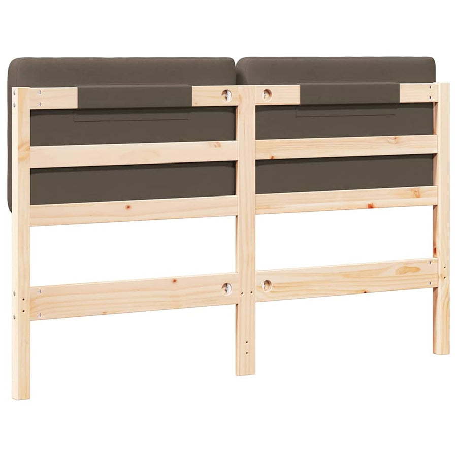 Gestoffeerd hoofdbord Bruin en Taupe 160 cm Massief grenenhout