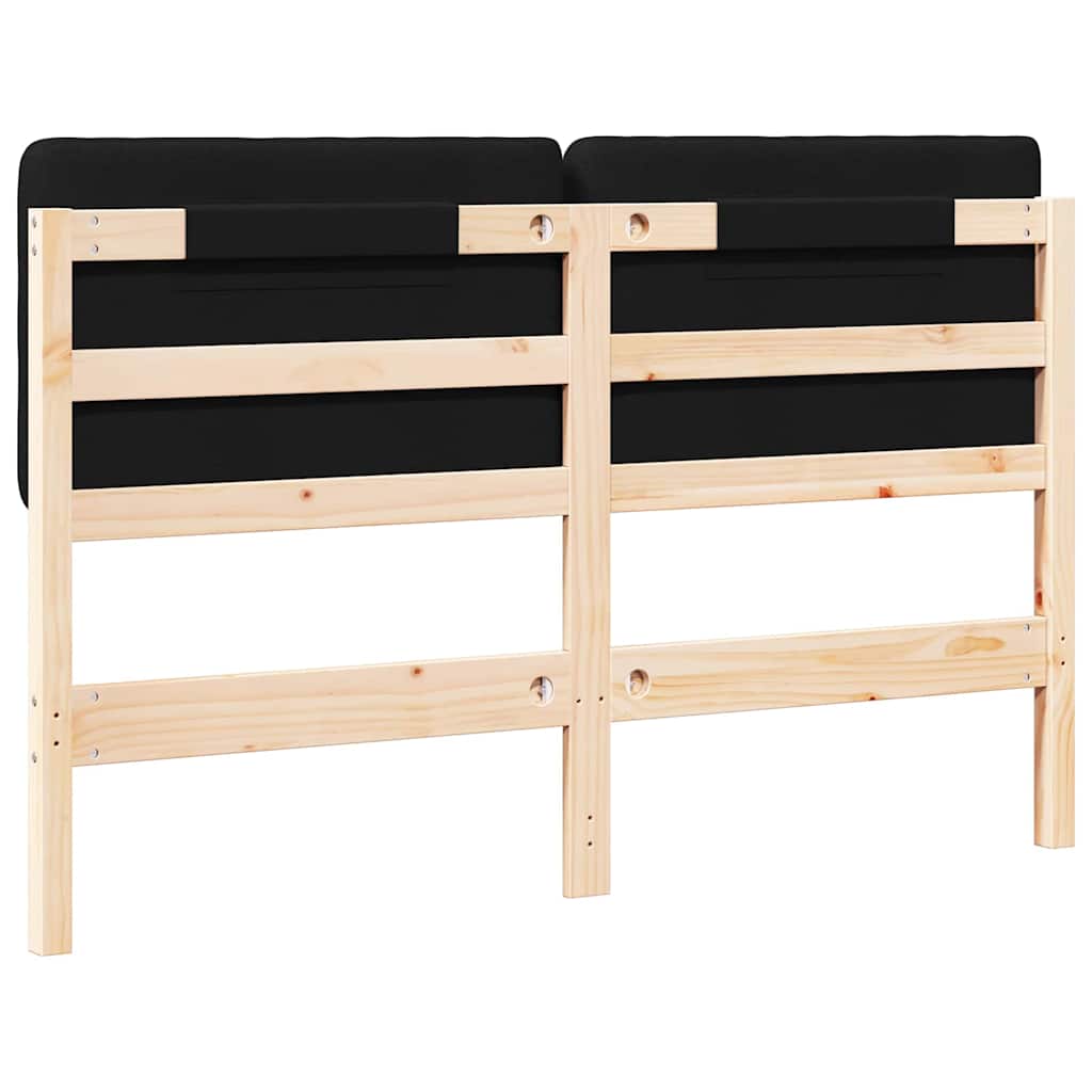 Gestoffeerd hoofdbord Bruin en zwart 150 cm Massief grenenhout