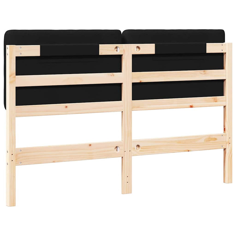 Gestoffeerd hoofdbord Bruin en zwart 150 cm Massief grenenhout