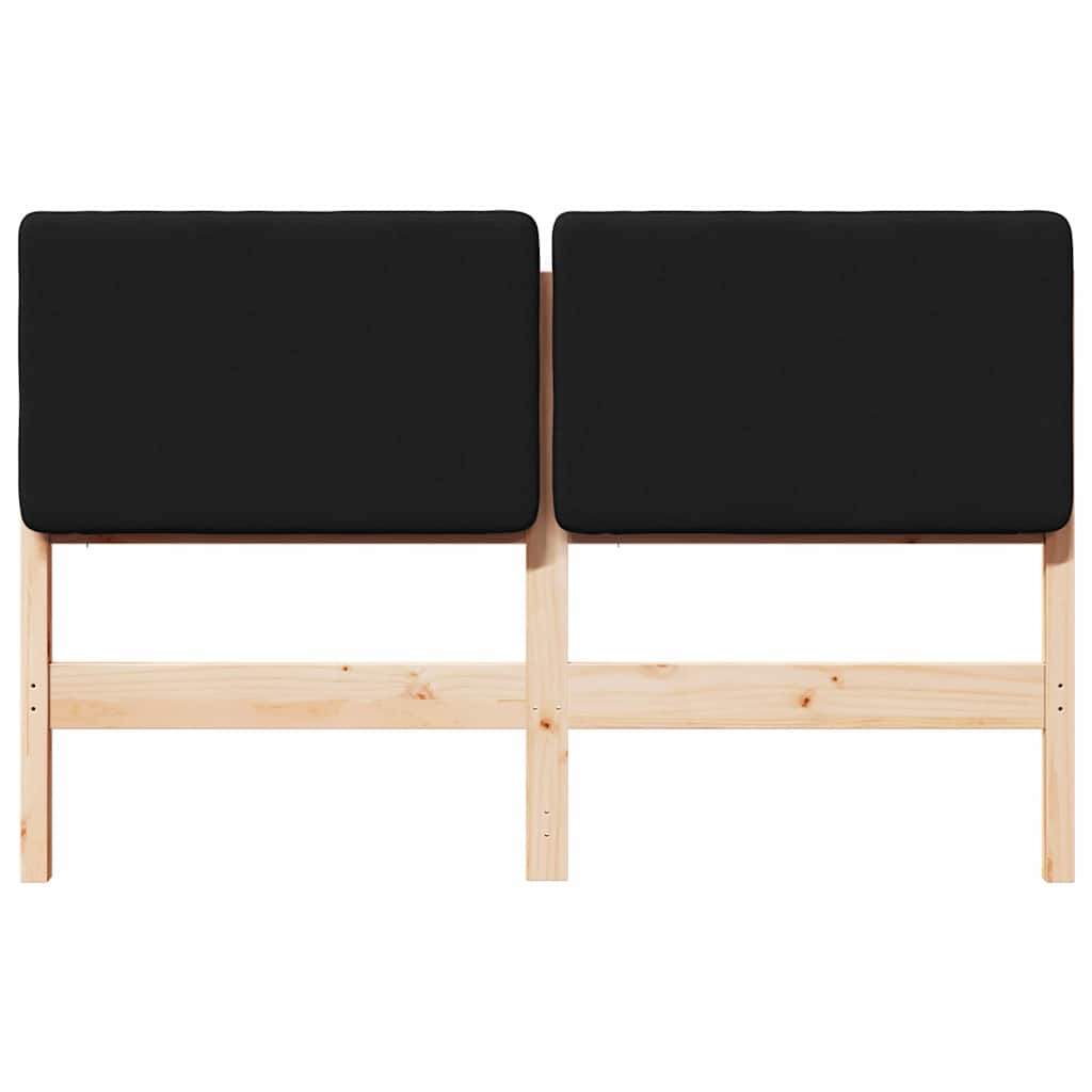 Gestoffeerd hoofdbord Bruin en zwart 150 cm Massief grenenhout