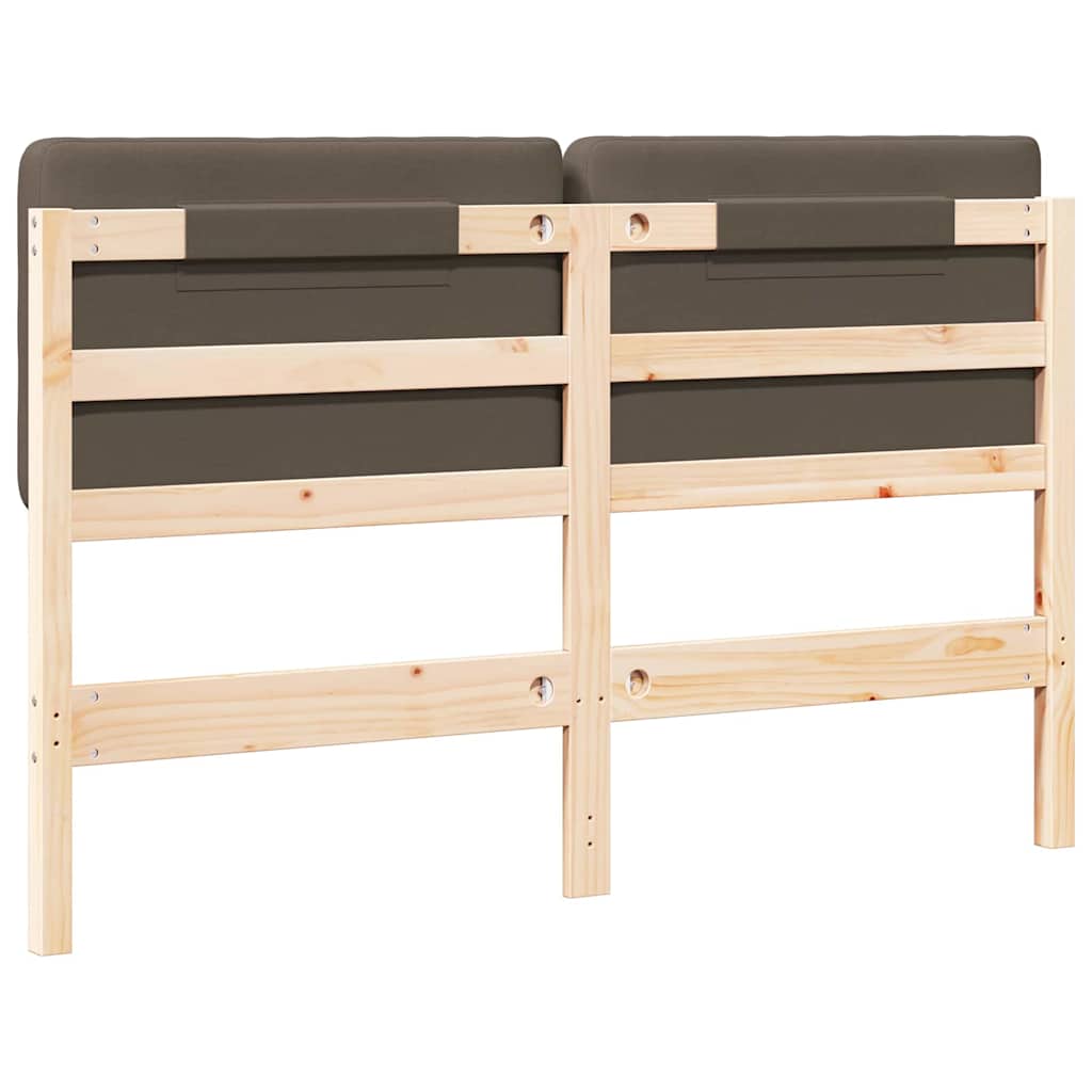 Gestoffeerd hoofdbord Bruin en Taupe 150 cm Massief grenenhout