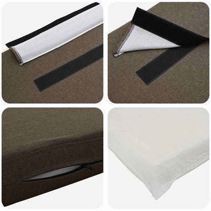 Gestoffeerd hoofdbord Bruin en Taupe 140 cm Massief grenenhout