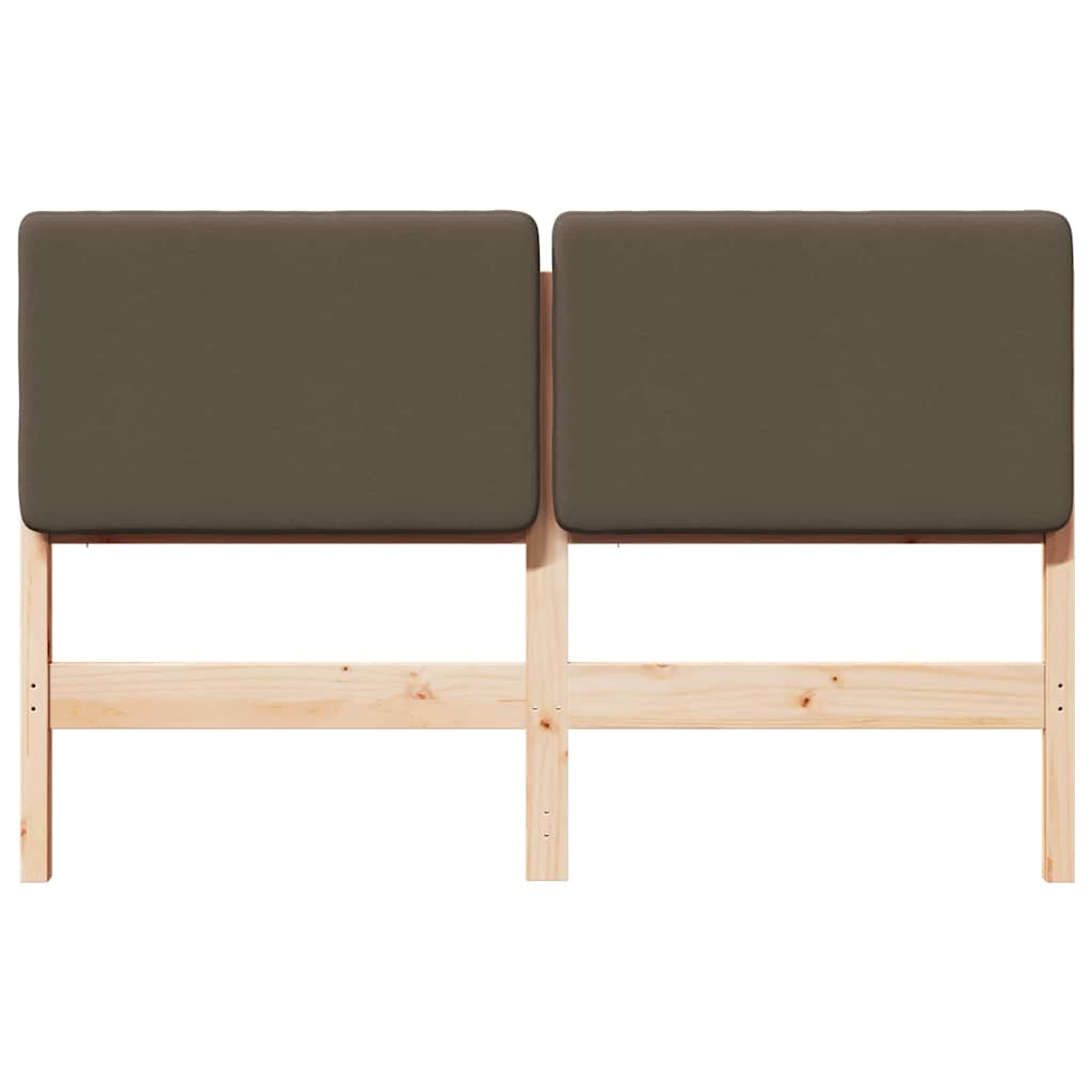 Gestoffeerd hoofdbord Bruin en Taupe 135 cm Massief grenenhout