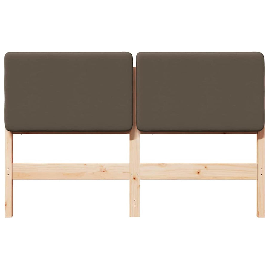 Gestoffeerd hoofdbord Bruin en Taupe 135 cm Massief grenenhout
