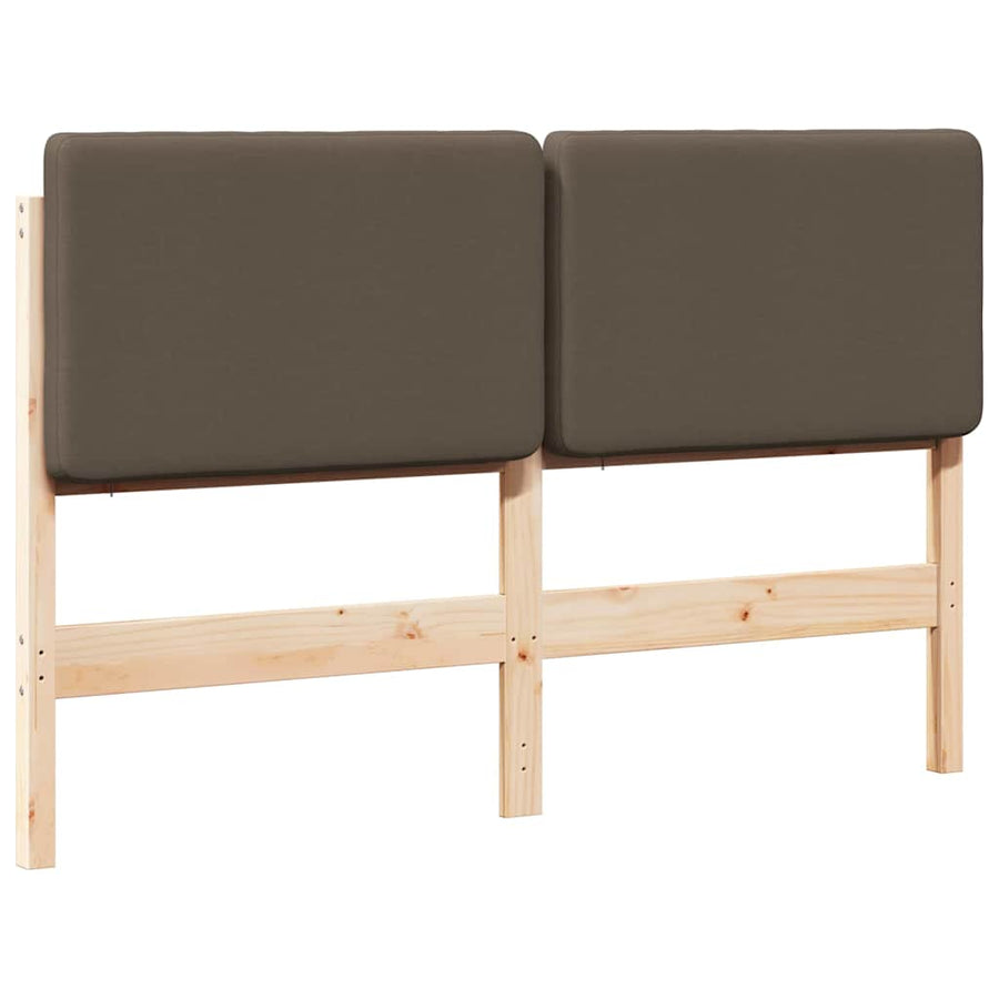 Gestoffeerd hoofdbord Bruin en Taupe 120 cm Massief grenenhout