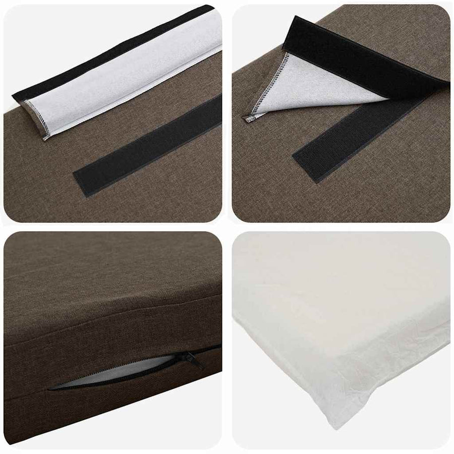 Gestoffeerd hoofdbord Bruin en Taupe 90 cm Massief grenenhout