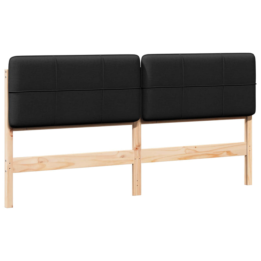 Gestoffeerd hoofdbord Bruin en zwart 200 cm Massief grenenhout