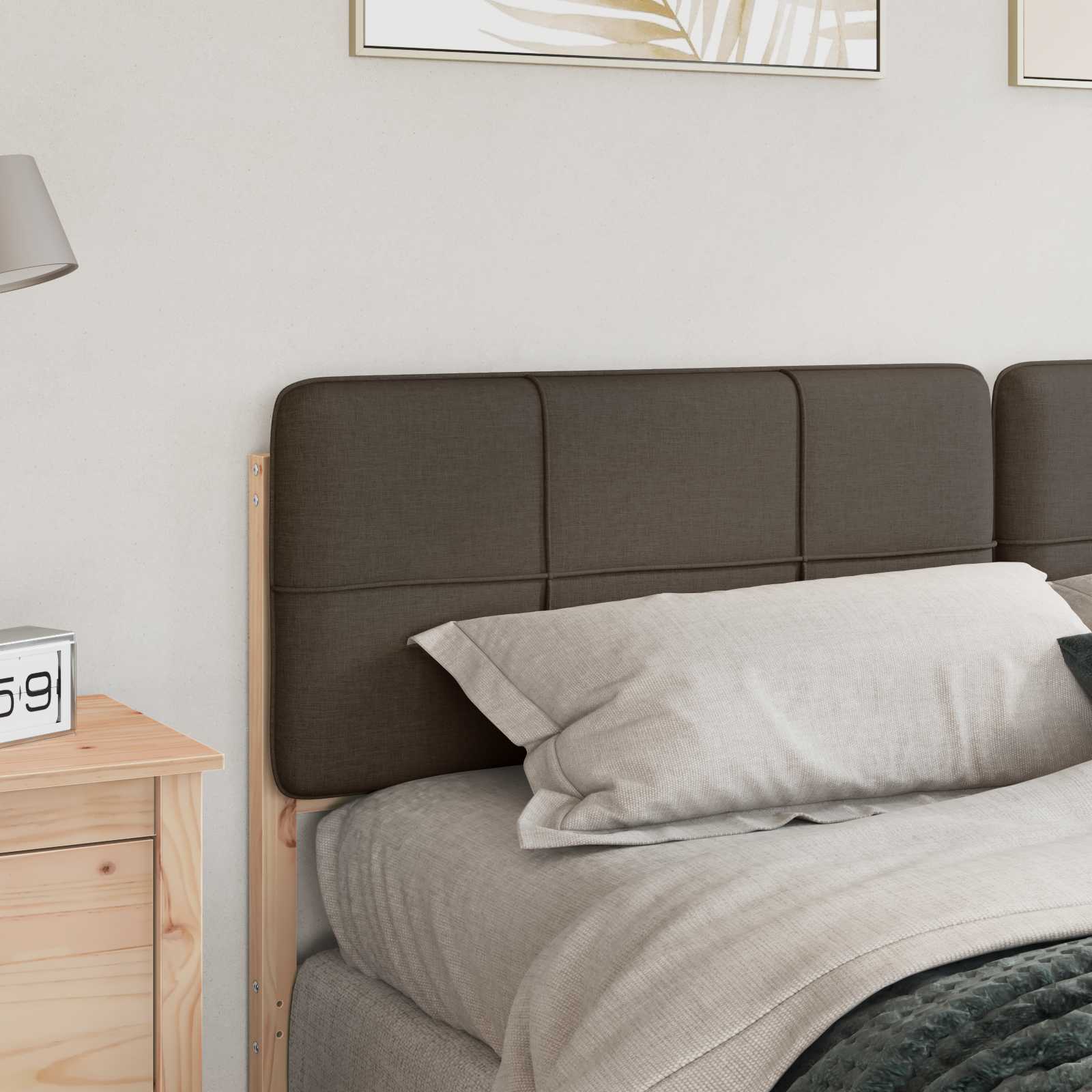 Gestoffeerd hoofdbord Bruin en Taupe 180 cm Massief grenenhout