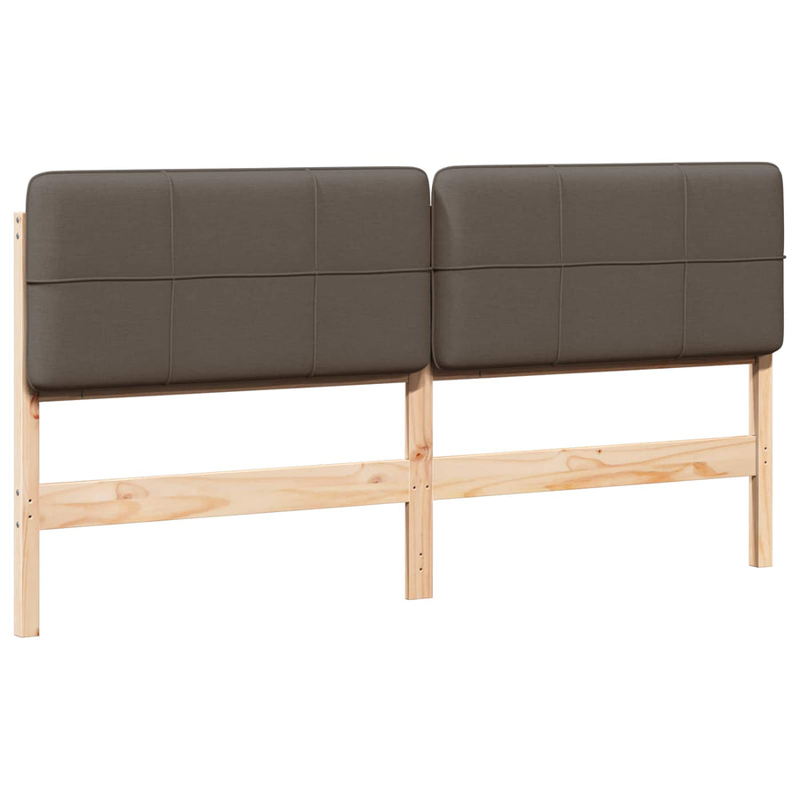 Gestoffeerd hoofdbord Bruin en Taupe 180 cm Massief grenenhout