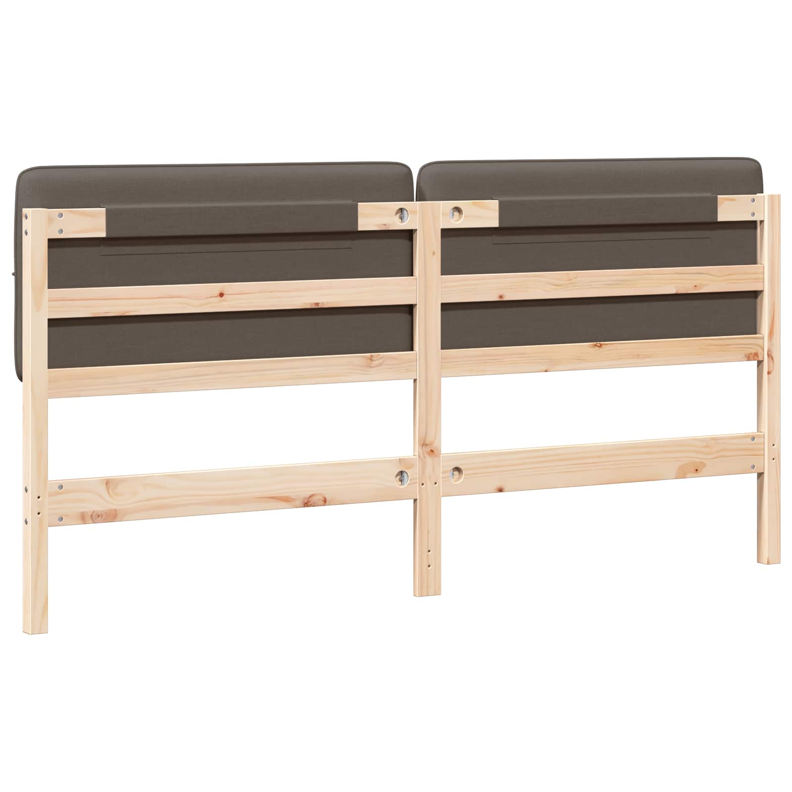 Gestoffeerd hoofdbord Bruin en Taupe 180 cm Massief grenenhout