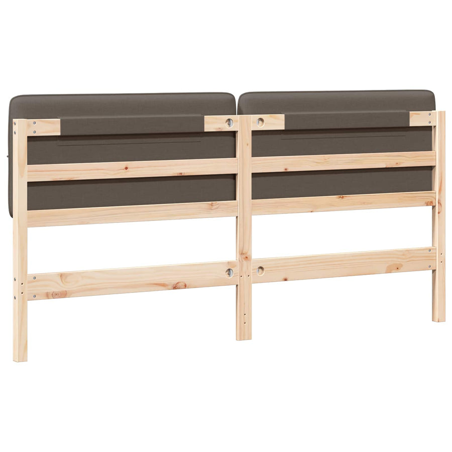 Gestoffeerd hoofdbord Bruin en Taupe 180 cm Massief grenenhout