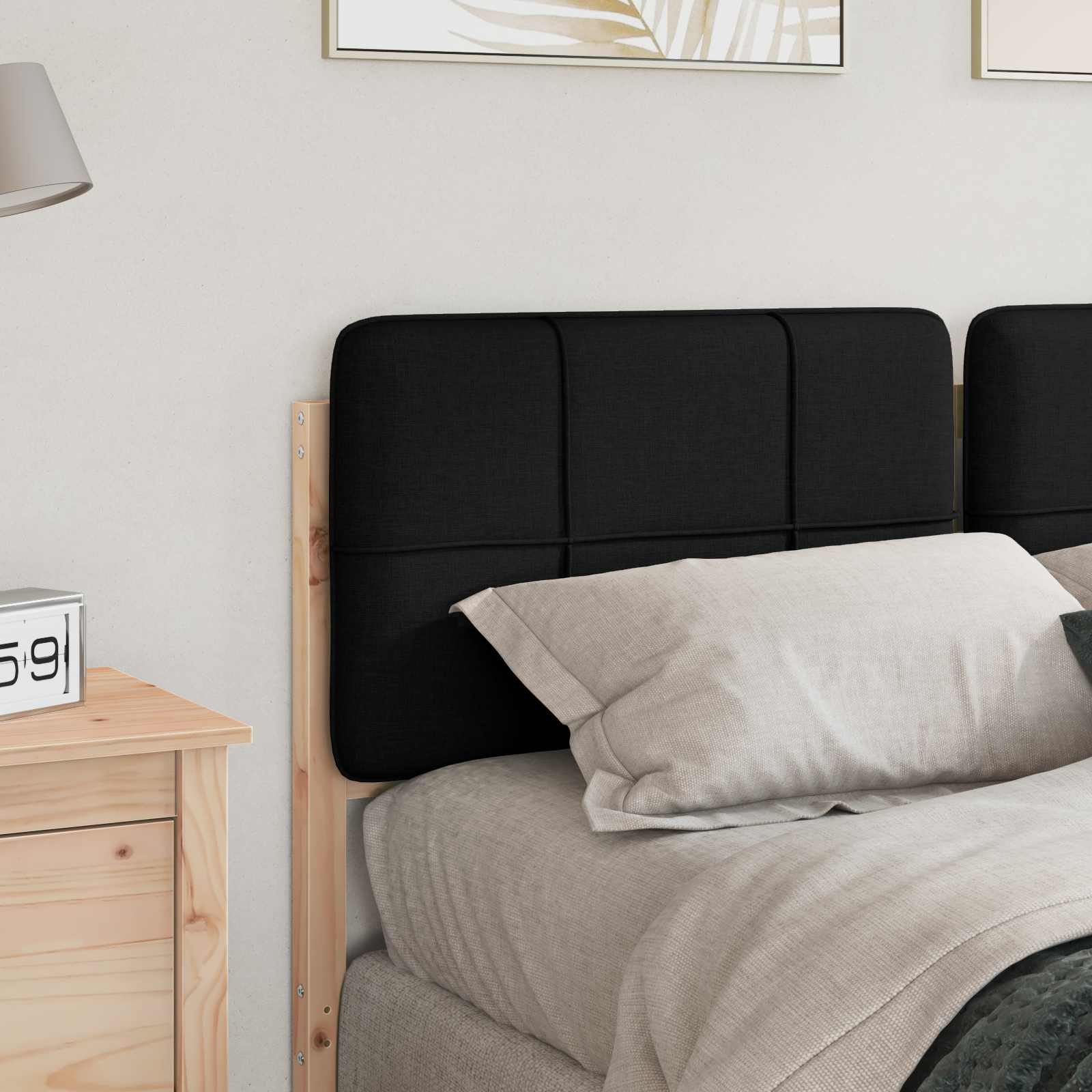 Gestoffeerd hoofdbord Bruin en zwart 160 cm Massief grenenhout