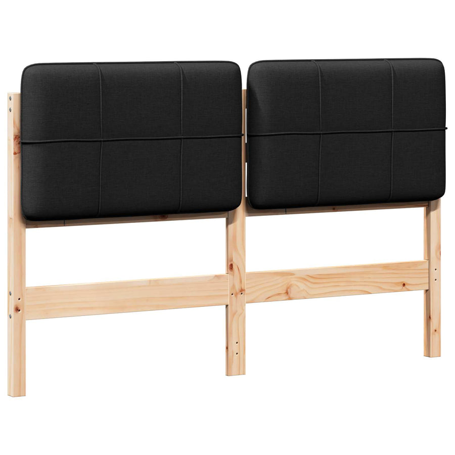 Gestoffeerd hoofdbord Bruin en zwart 160 cm Massief grenenhout