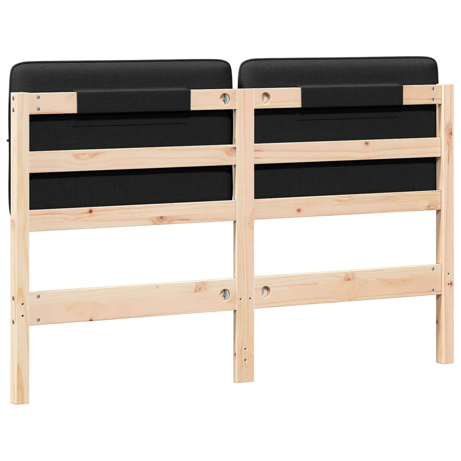 Gestoffeerd hoofdbord Bruin en zwart 160 cm Massief grenenhout