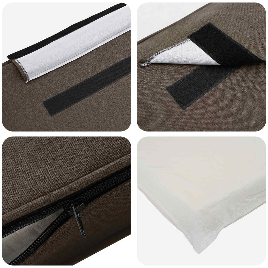 Gestoffeerd hoofdbord Bruin en Taupe 160 cm Massief grenenhout
