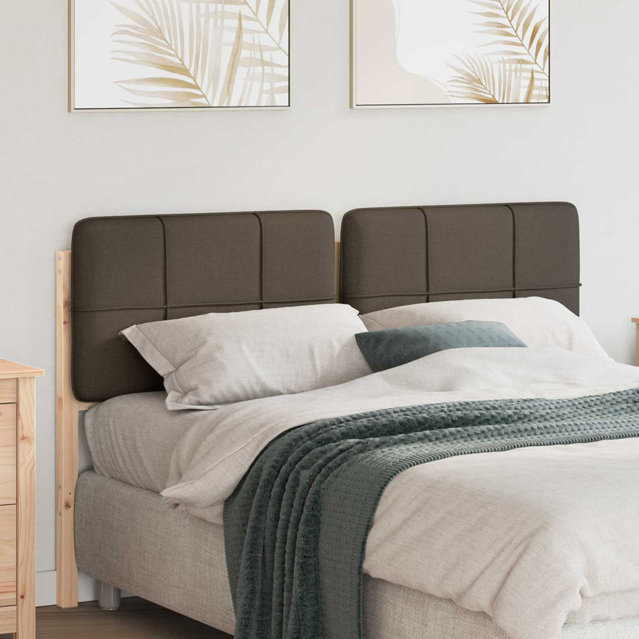 Gestoffeerd hoofdbord Bruin en Taupe 160 cm Massief grenenhout