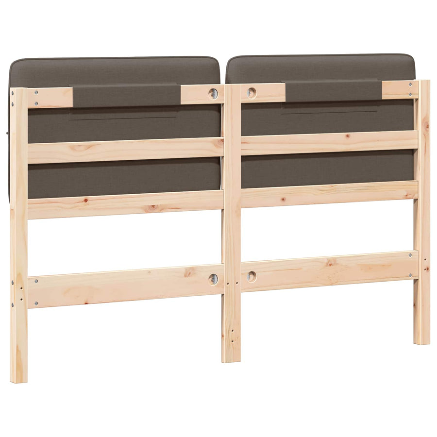 Gestoffeerd hoofdbord Bruin en Taupe 160 cm Massief grenenhout