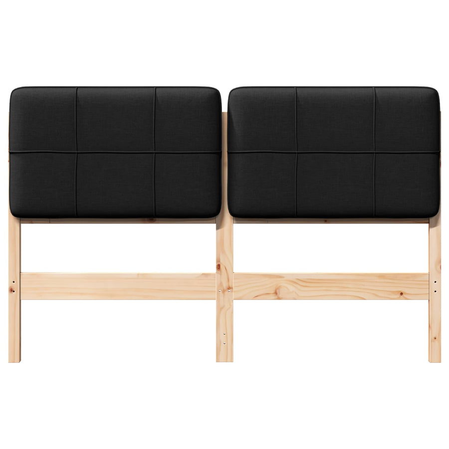 Gestoffeerd hoofdbord Bruin en zwart 150 cm Massief grenenhout