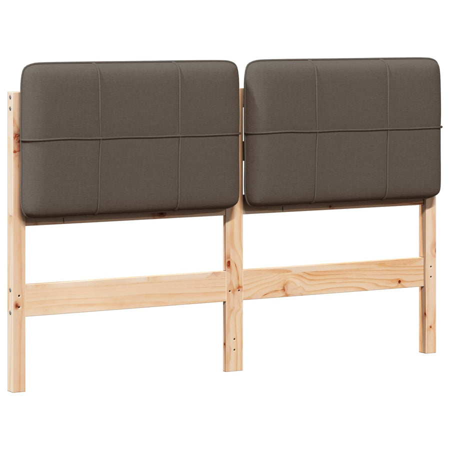 Gestoffeerd hoofdbord Bruin en Taupe 150 cm Massief grenenhout