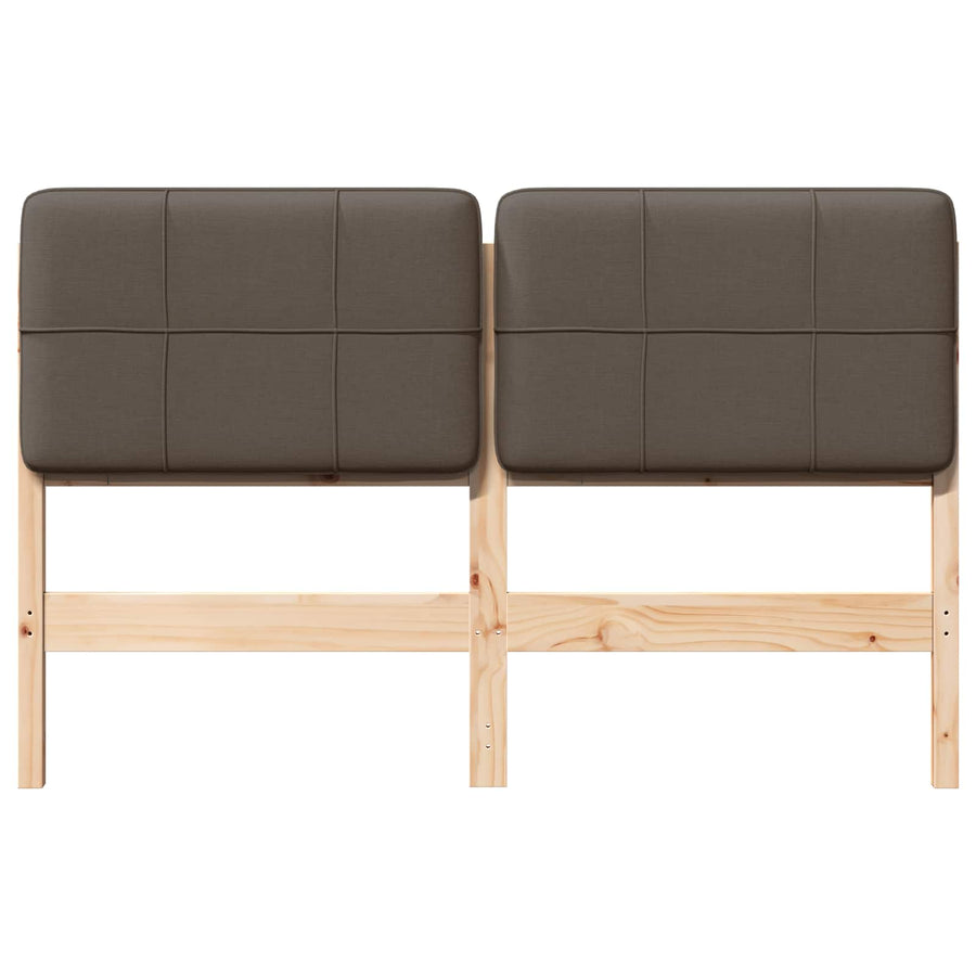 Gestoffeerd hoofdbord Bruin en Taupe 140 cm Massief grenenhout