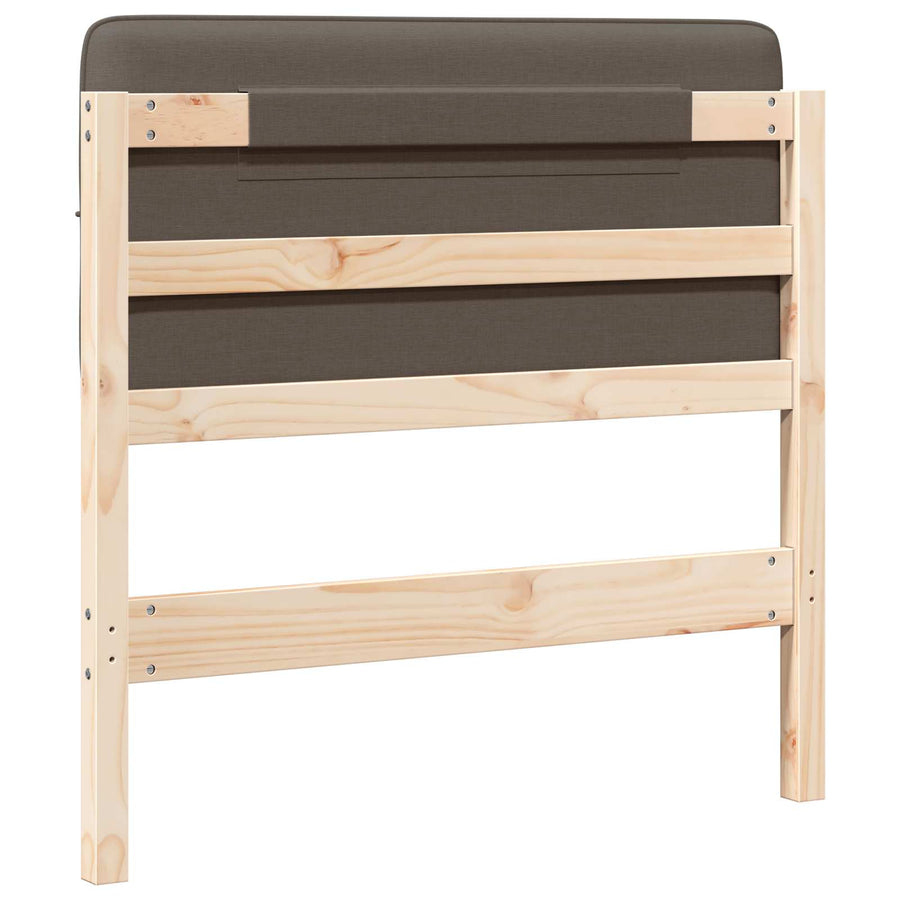 Gestoffeerd hoofdbord Bruin en Taupe 80 cm Massief grenenhout