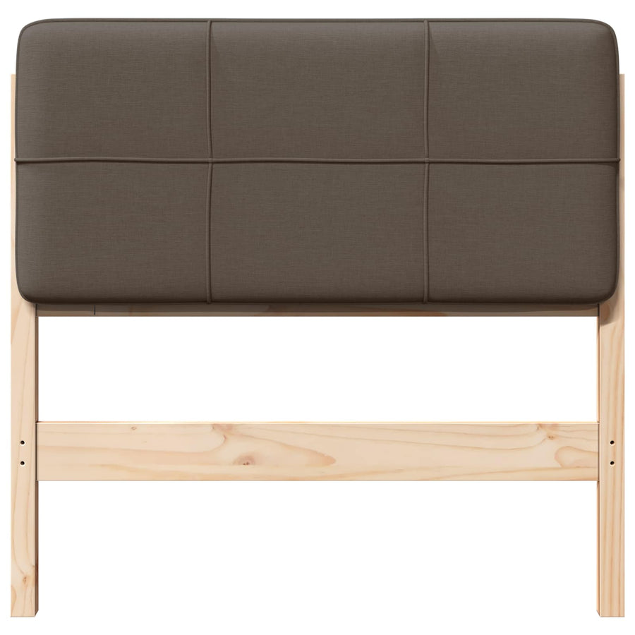 Gestoffeerd hoofdbord Bruin en Taupe 75 cm Massief grenenhout