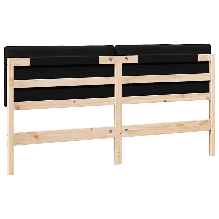 Gestoffeerd hoofdbord Bruin en zwart 180 cm Massief grenenhout