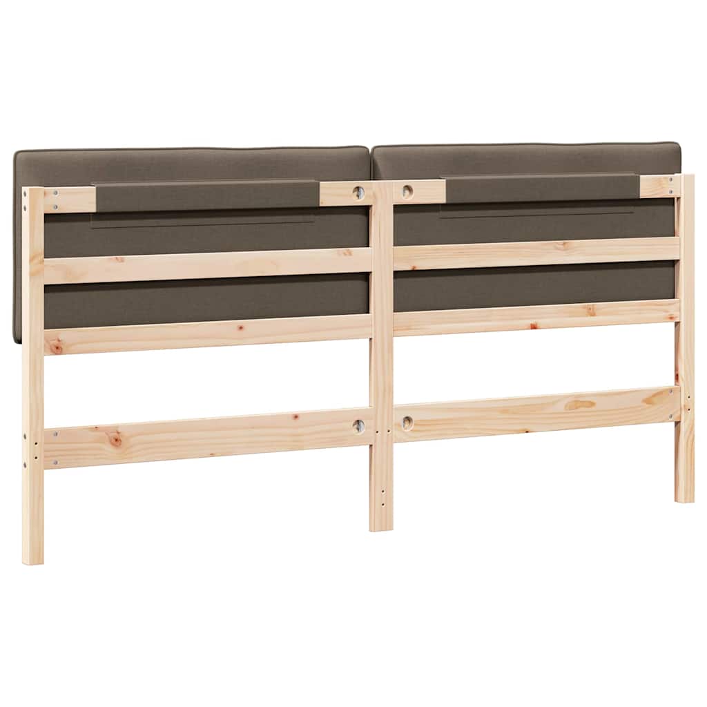 Gestoffeerd hoofdbord Bruin en Taupe 180 cm Massief grenenhout