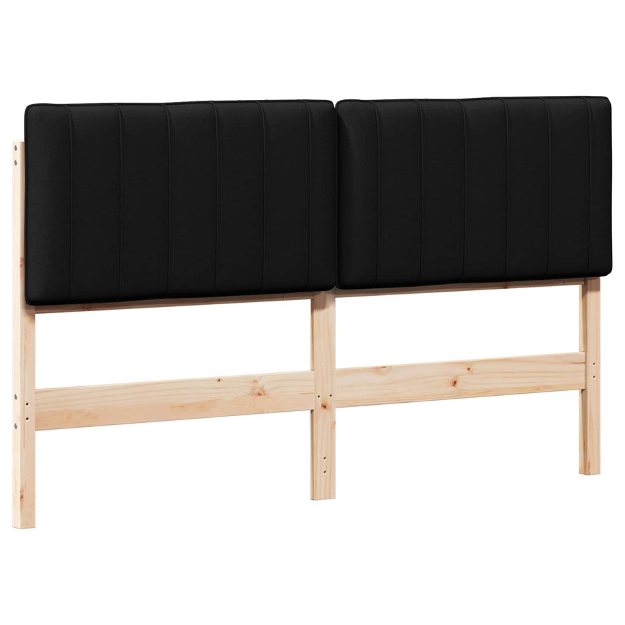 Gestoffeerd hoofdbord Bruin en zwart 160 cm Massief grenenhout