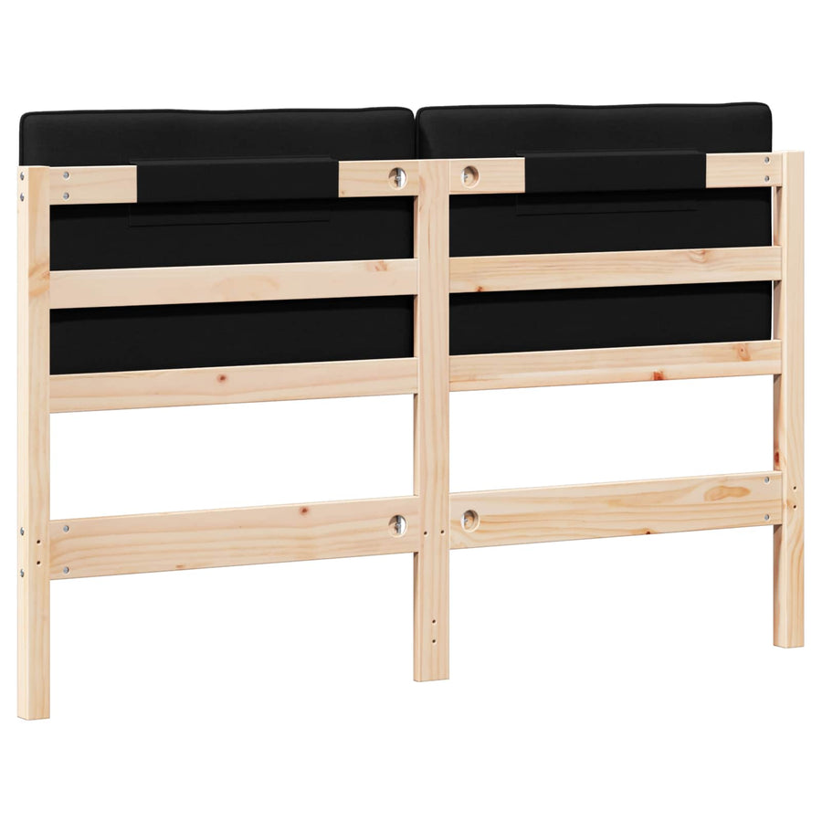 Gestoffeerd hoofdbord Bruin en zwart 160 cm Massief grenenhout