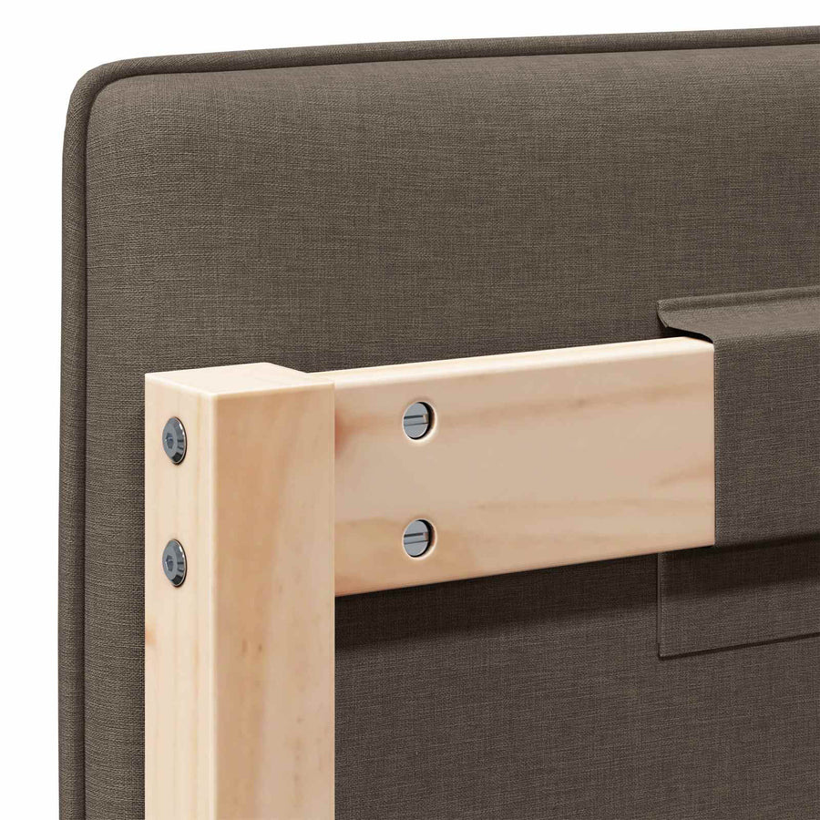 Gestoffeerd hoofdbord Bruin en Taupe 160 cm Massief grenenhout