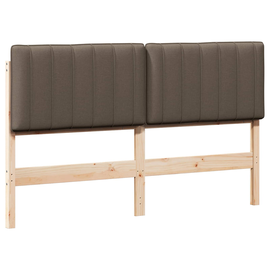 Gestoffeerd hoofdbord Bruin en Taupe 160 cm Massief grenenhout
